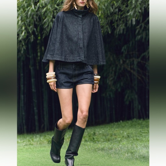 Zara ZW collection Denim cape Dark Blue NWT - Picture 3 of 8